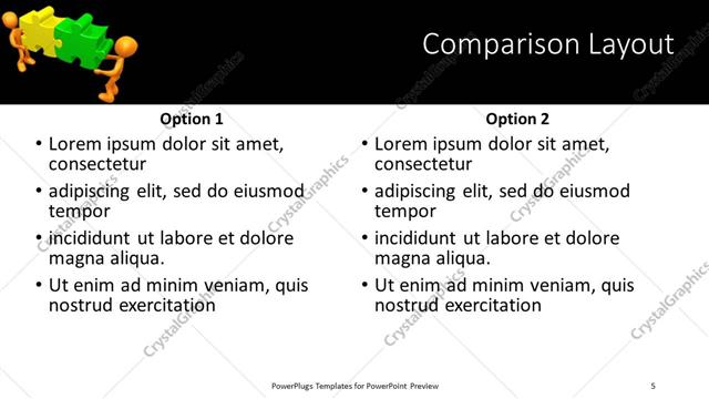 Comparison presentation slide layout