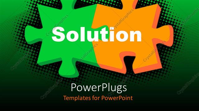  Presentation with orange colored - Two orange and green colored chess pieces on a green background