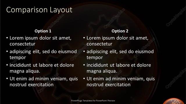Comparison presentation slide layout