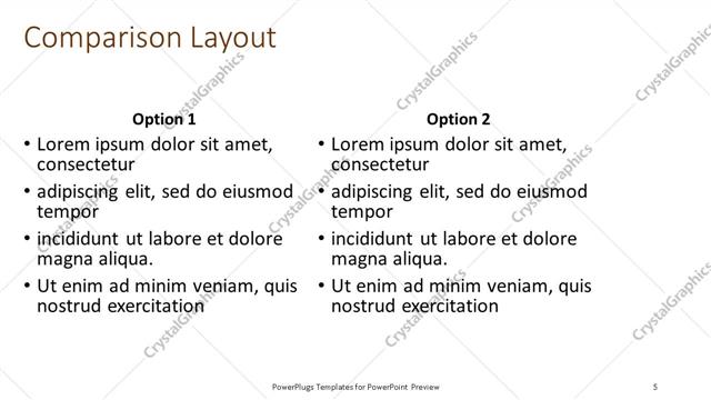 Comparison presentation slide layout
