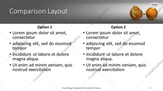 Comparison presentation slide layout
