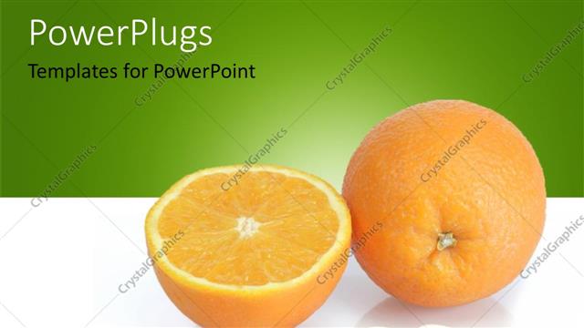  Presentation with pills - Two oranges with some white colored pills beside them