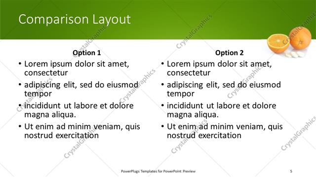 Comparison presentation slide layout