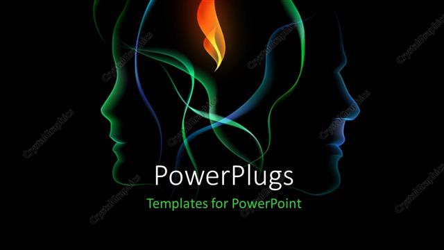  Presentation with human - Two overlapping human head outlines with orange flame in center
