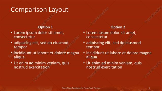 Comparison presentation slide layout