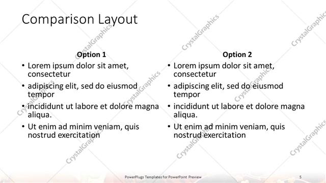 Comparison presentation slide layout