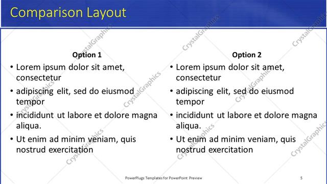 Comparison presentation slide layout