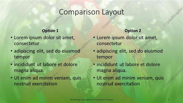 Comparison presentation slide layout