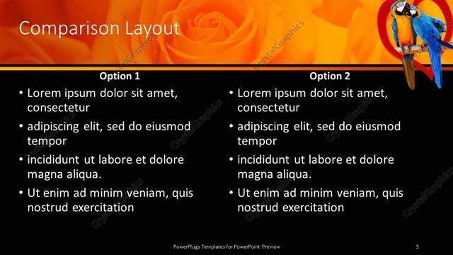 Comparison presentation slide layout