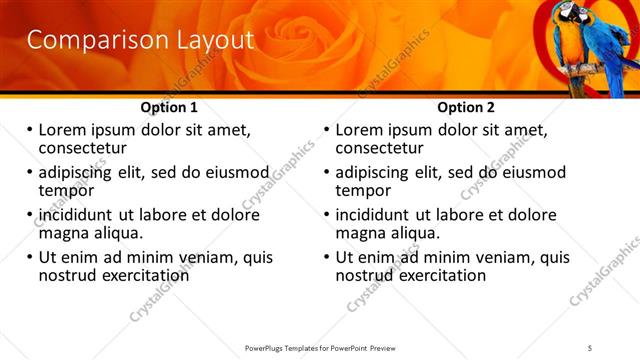 Comparison presentation slide layout