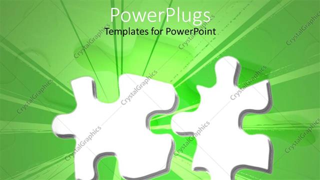  Presentation with puzzle green - Two parts of the jigsaw puzzle with green background