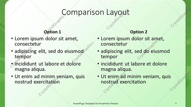 Comparison presentation slide layout