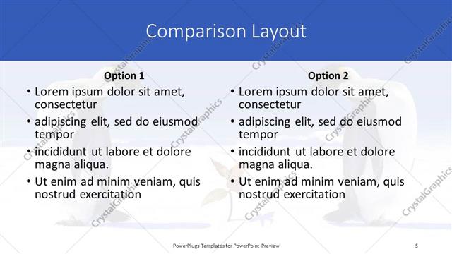 Comparison presentation slide layout