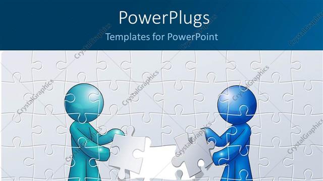  Presentation with people - Two people assembling a puzzle with wall