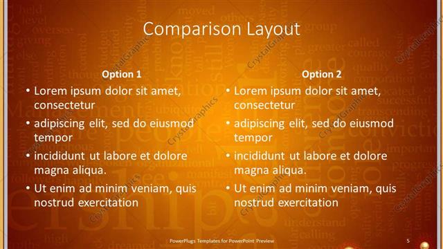 Comparison presentation slide layout