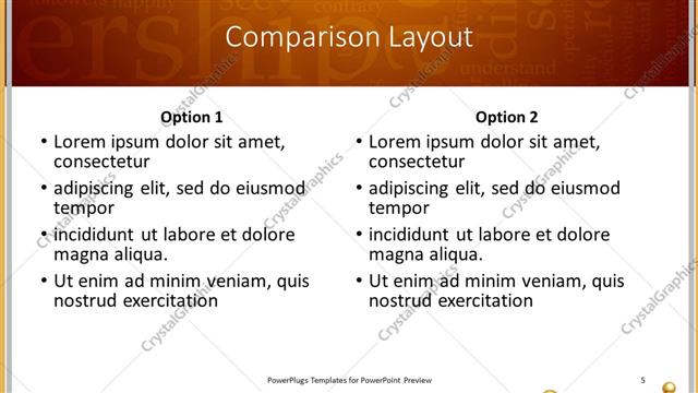 Comparison presentation slide layout