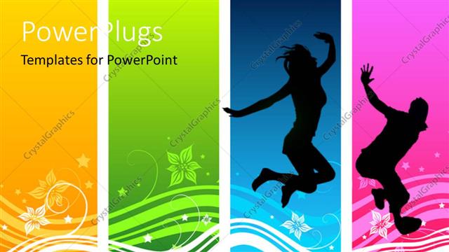  Presentation with happiness - Two people dancing with multicolored background and place for text