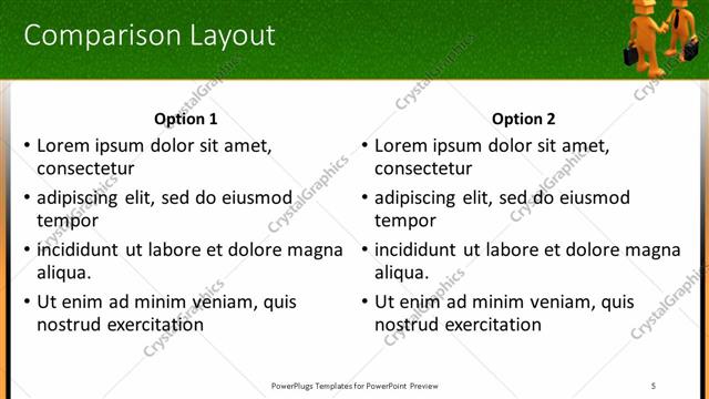 Comparison presentation slide layout