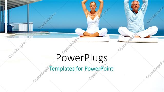  Presentation with yoga - Two people doing yoqa with sky in the background