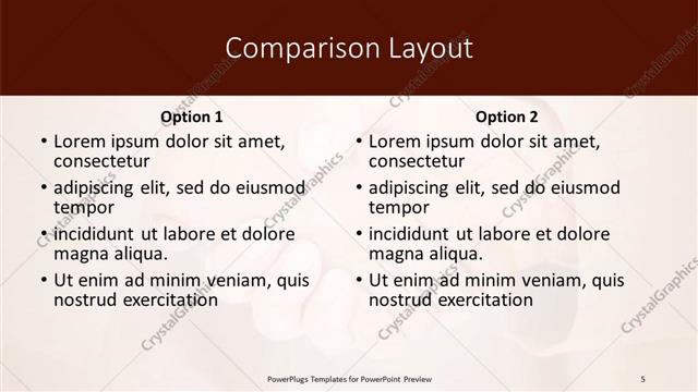 Comparison presentation slide layout