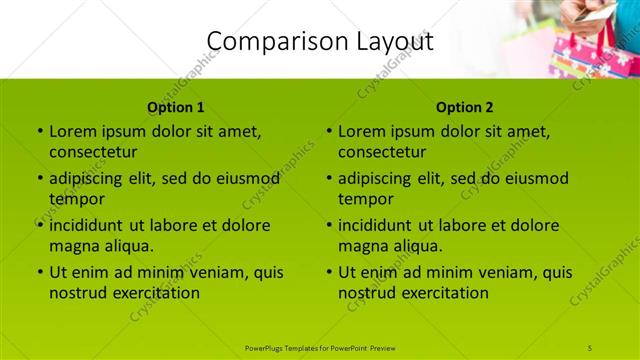 Comparison presentation slide layout