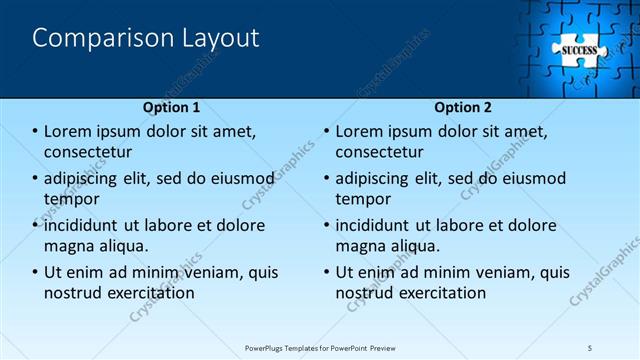 Comparison presentation slide layout