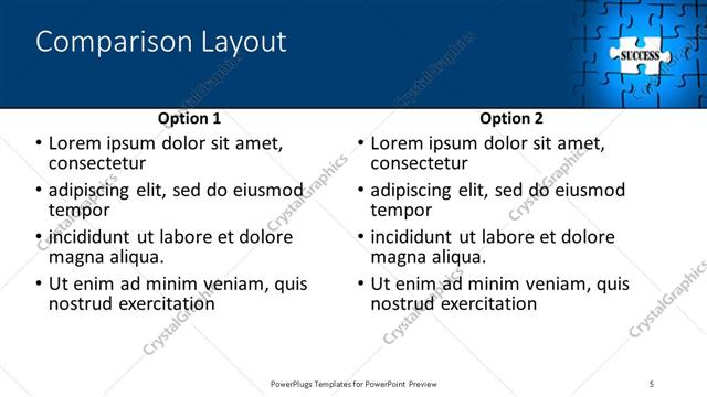 Comparison presentation slide layout