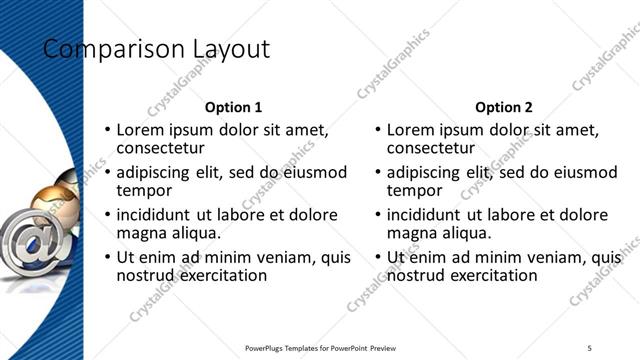 Comparison presentation slide layout