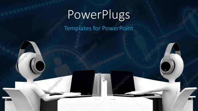  Presentation with support - Two people listening to music with a dark background