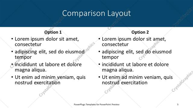 Comparison presentation slide layout