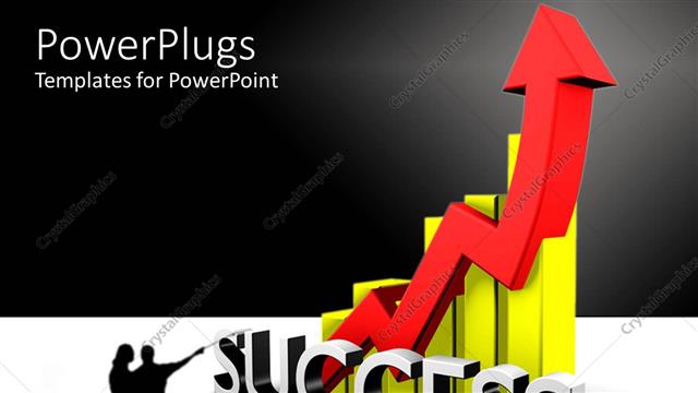  Presentation with bar - Two people looking at a yellow bar chart with Success text