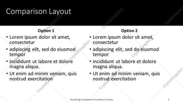 Comparison presentation slide layout