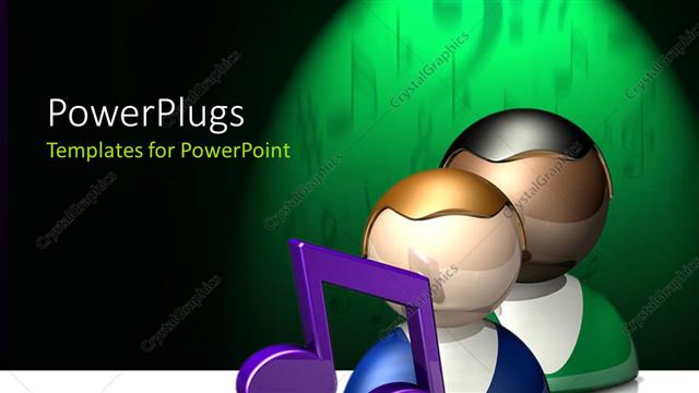  Presentation with music sign people - Two people with a music sign