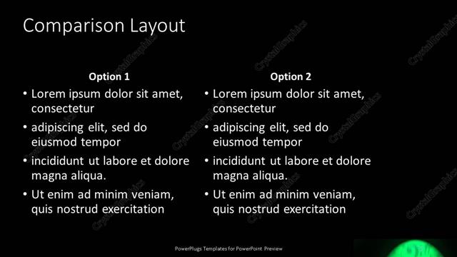 Comparison presentation slide layout