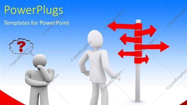  Presentation with choice - Two people with a number of options and bluish background