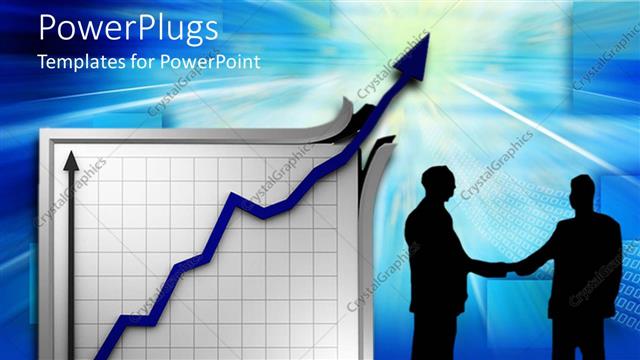  Presentation with shaking hands - Two people shaking their hands along with a financial chart