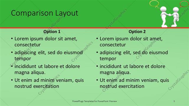 Comparison presentation slide layout