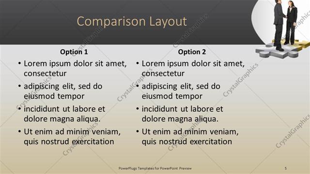 Comparison presentation slide layout