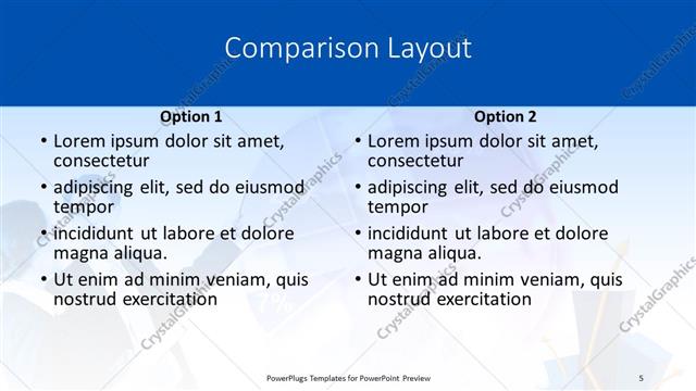 Comparison presentation slide layout