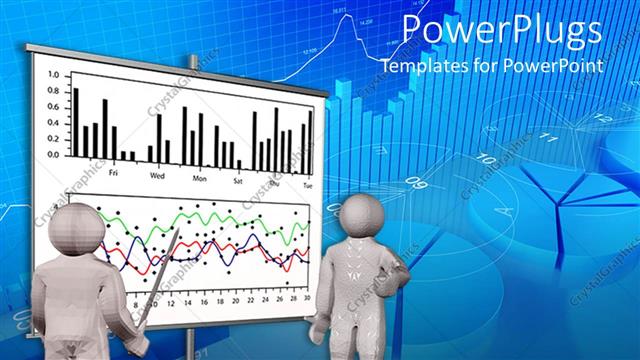  Presentation with two people talking - Two people talking and learning a white board graph