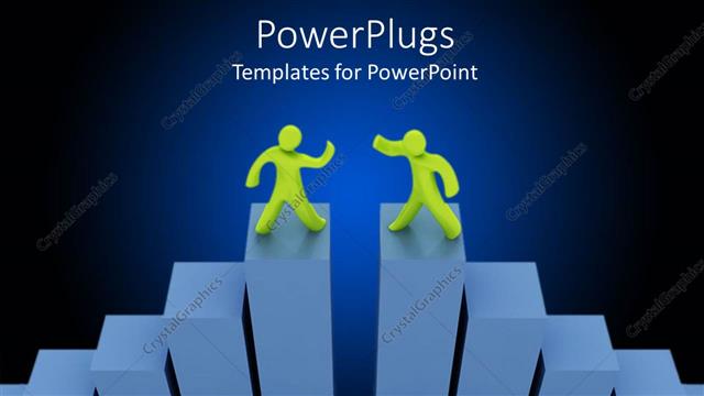  Presentation with race - Two people on top of the growth with bluish background