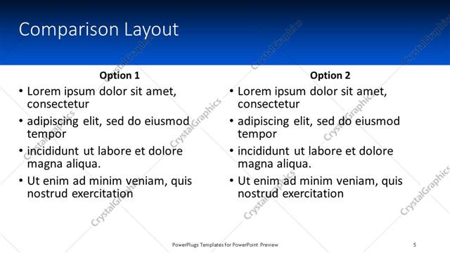 Comparison presentation slide layout