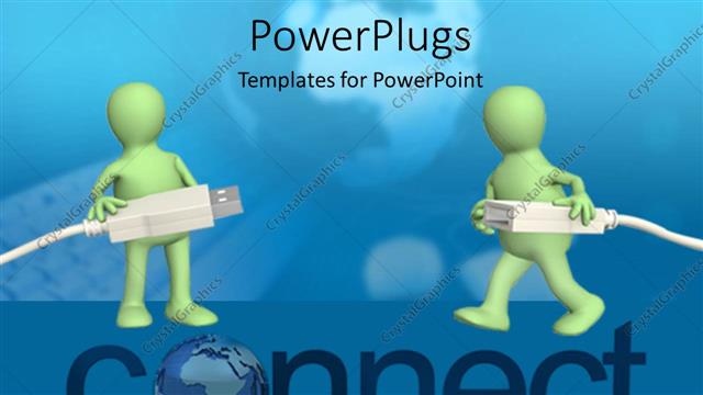  Presentation with connecting people - Two people trying to make it work with bluish background