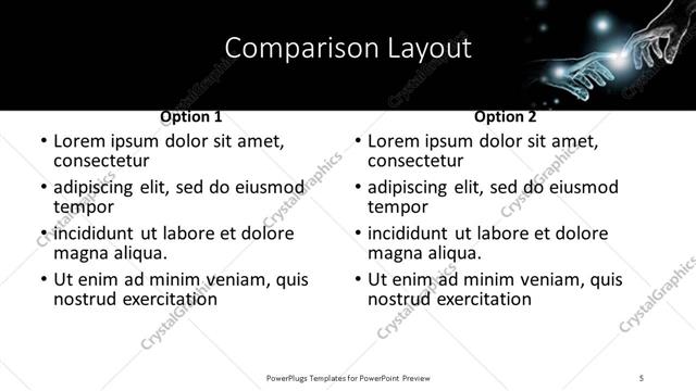 Comparison presentation slide layout