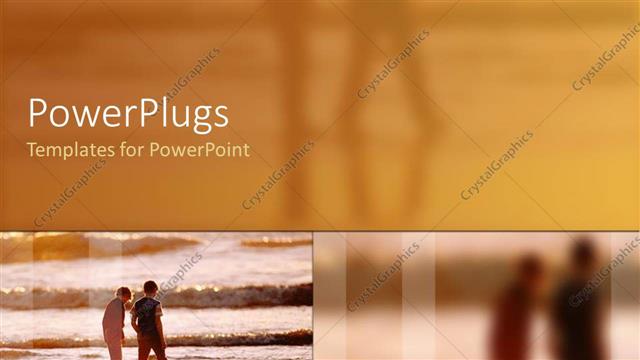  Presentation with waves - Two people walking on beach as waves break