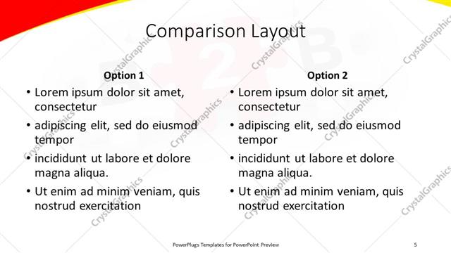 Comparison presentation slide layout