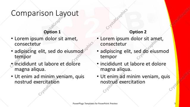 Comparison presentation slide layout
