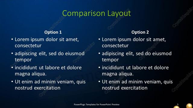 Comparison presentation slide layout