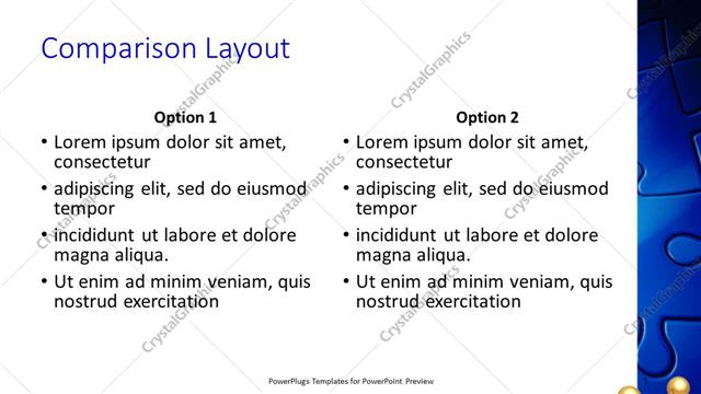 Comparison presentation slide layout