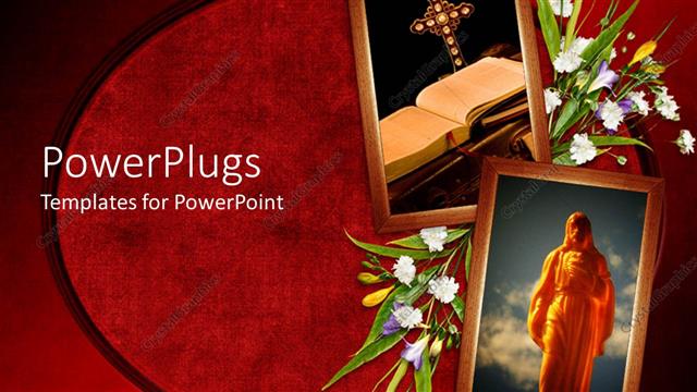  Presentation with religious bible - Two picture frames of Jesus and a bible and a cross